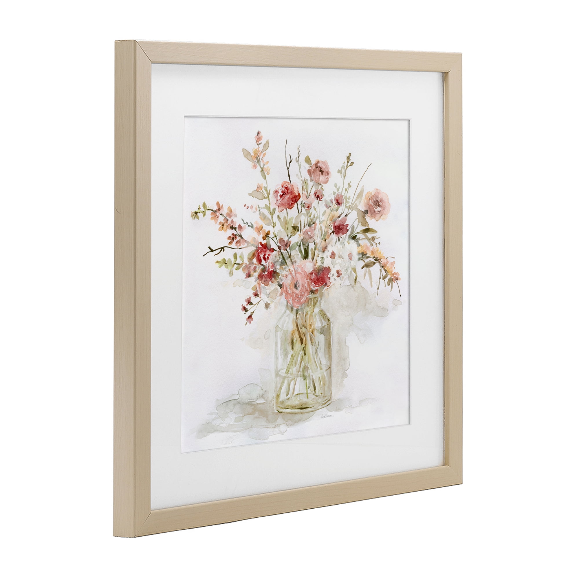 Stupell Industries Springtime Blooms in Glass Vase Birch Framed Print Under Glass, design by Carol Robinson