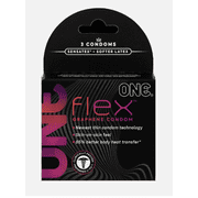 ONE Flex Ultra Thin Graphene Condoms with Silver Pocket Case, 3 Count