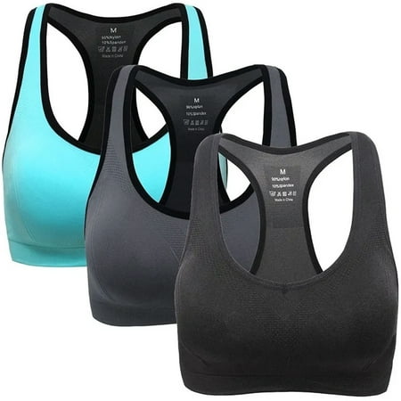 

Elbourn 3PC Sports Bras for Women Padded Seamless High Impact Support for Yoga Gym Workout Fitness(M)