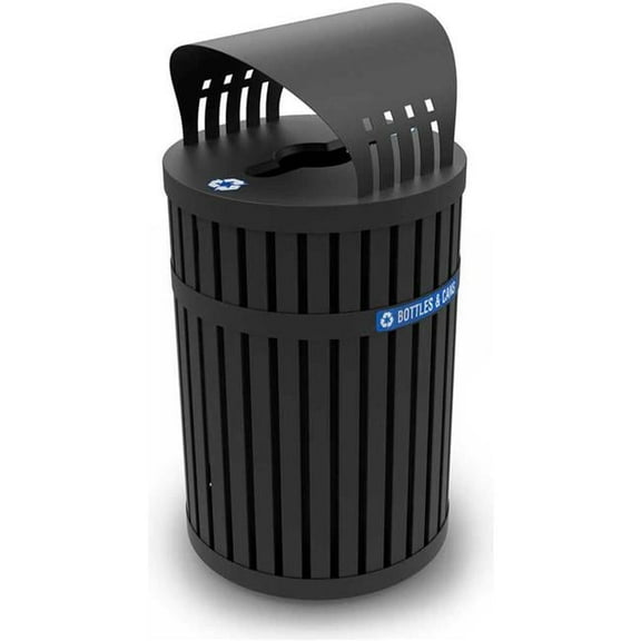 DCI Marketing 45 gal Commercial Zone Parkview 3 Recycling Container with Canopy Top - Black