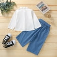 thumbnail image 4 of Summer Kids Girls White Shirt and Denim Pants 2Pcs Clothing Outfits Toddler Girls Beach Casual Sets 1 to 6 Years, 4 of 6