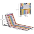 thumbnail image 3 of Outsunny Set of 2 Beach Lounge Chair Sun Lounger, Folding Ground Beach Mat w/ Adjustable Back, Steel Frame, Head Pillow and Carry Bag for Backyard Lakeside, Colorful Stripes, 3 of 9