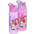 thumbnail image 2 of Zak Designs 20oz Princess Kids Straw Water Bottle, Durable Plastic Renton Bottle with Flip Top and Handle, Set of 2, 2 of 10