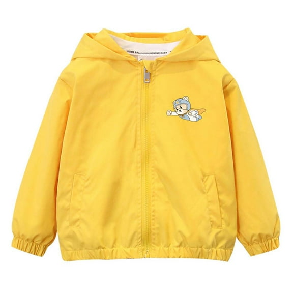 Cethrio Boys Jackets with Hooded, Zip up Lightweight Fall Long Sleeve Boys Outerwear Yellow Size 8