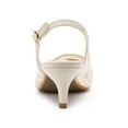 thumbnail image 2 of BLISSFUL STEP Women's Pointy Toe Lace Kitten Heels Slingback Pumps Shoes Beige 8.5, 2 of 8