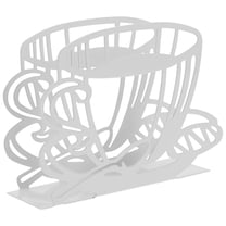 GOOHOCHY Farmhouse Napkin Dispenser Coffee Cup Design White Napkin Holder Stainless Steel Napkin Stand Table Napkin Holder Coffee Paper Towel Holder