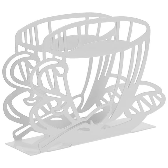 GOOHOCHY Farmhouse Napkin Dispenser Coffee Cup Design White Napkin Holder Stainless Steel Napkin Stand Table Napkin Holder Coffee Paper Towel Holder