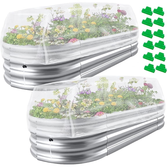 2 Pack ting for Raised Beds, 4x2FT Raised Bed Plant Covers for Garden Protection, Fine Mesh Bird Netting Pest Barrier Screen with Drawstring and Clips for Protecting Vegetables Fruits Crops