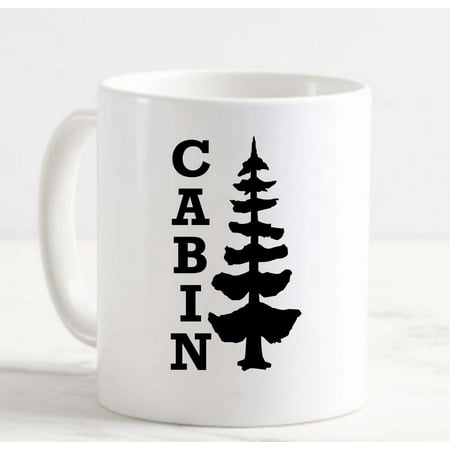 

Coffee Mug Cabin Vertical Tree Up North Nature Outdoors Lake Love White Cup Funny Gifts for work office him her