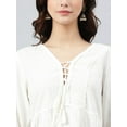 thumbnail image 7 of Janasya Indian V-Neck 3/4 Puff Sleeve Solid White Rayon Top For Women, 7 of 7