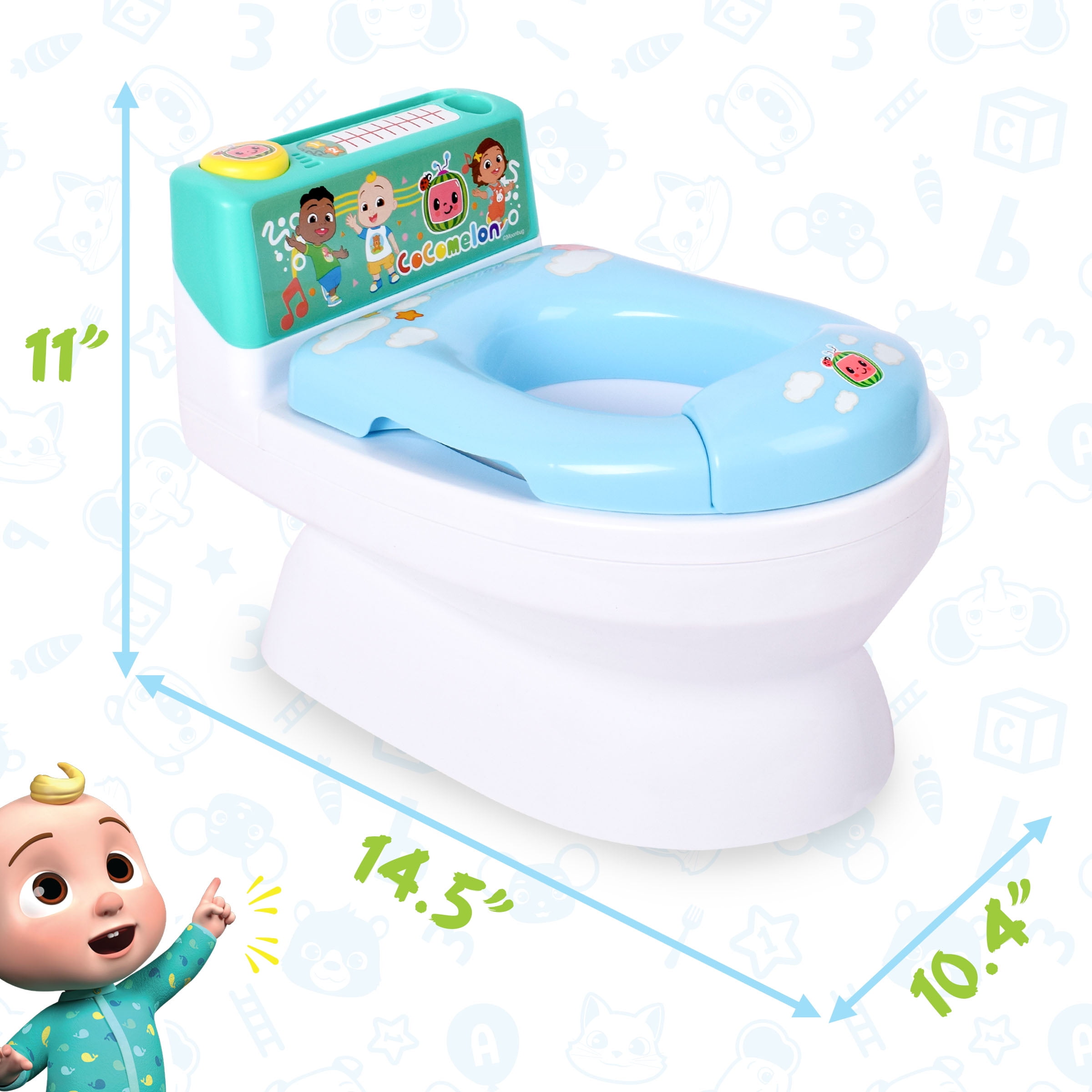 CoComelon Musical Transition Potty Trainer - Splash Guard, Storage, Unisex Children 12+ Months