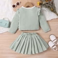 thumbnail image 2 of Ketyyh-chn99 Toddler Girls Clothes Ruffle Tops Floral Skirt Fall Cute Girl Outfits 2023 Green,7Y, 2 of 5