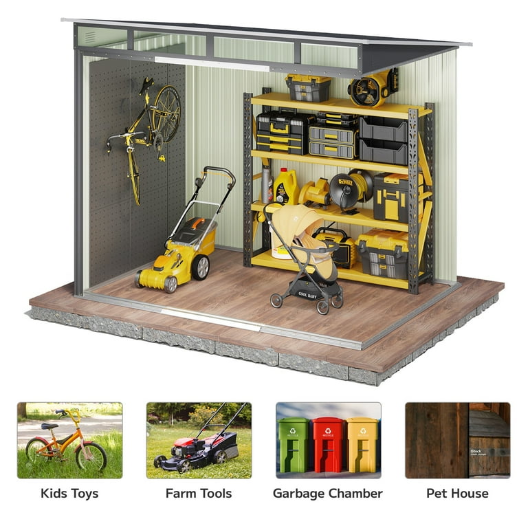 Asofer 8 x 6 FT Outdoor Storage Shed Clearance with Sliding Doors