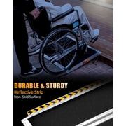2ft Aluminum Wheelchair Ramp, 600 lbs Capacity Portable Threshold Ramp with Non-Slip Surface & Safety Side Baffles, Rust-Resistant Folding Ramp for Home Steps, Garage & Vehicle Access