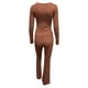 thumbnail image 5 of Conjunto informal de mujer de camiseta de manga larga y leggings acampanados de cintura baja - 92 % mezcla de viscosa, ajuste elástico, yoga/lounge/comodidad para todo el día, 5 of 5