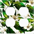 thumbnail image 3 of Metal Light Switch Plate Cover Plant Leaves White Flowers FLW052, 3 of 13