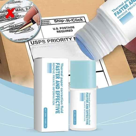 Xihbxyly Líquido Corrector de Papel Térmico, Protección Contra Robo de Identidad, Extracción Rápida de Etiquetas de Recibos, Diseño Portátil y Práctico, Aplicación Versátil, Tamaño de 20 Ml, Fácil Pr