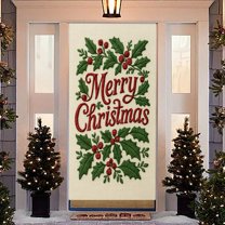 Hometravel Christmas Door Curtain Decor, Holiday Scene Background Entrance Cover, Seasonal Display Piece for Home, Party, Festive Atmosphere