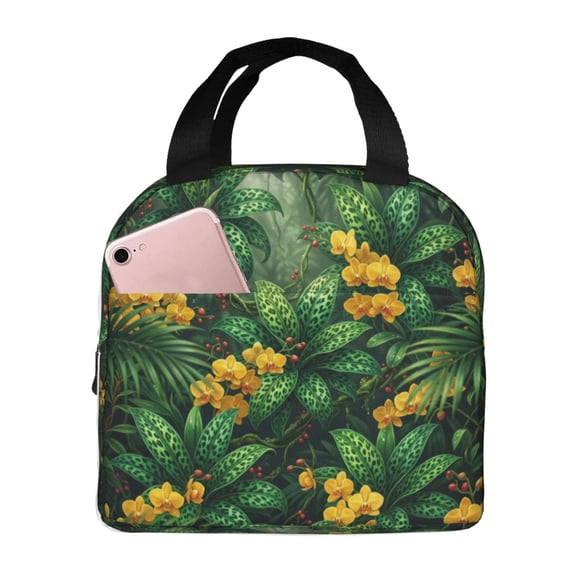 Flower Insulated Lunch Bag, Cute Flower Lunch Tote Bags Reusable Insulated Lunch Box Aesthetic Large Capacity Insulated Cooler For Women Work Travel Picnic