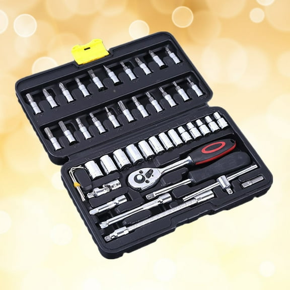GOOHOCHY 46PC Auto Repair Tool Set Ratchet Wrench Vanadium Steel Professional Mechanics Socket Combination Case Box