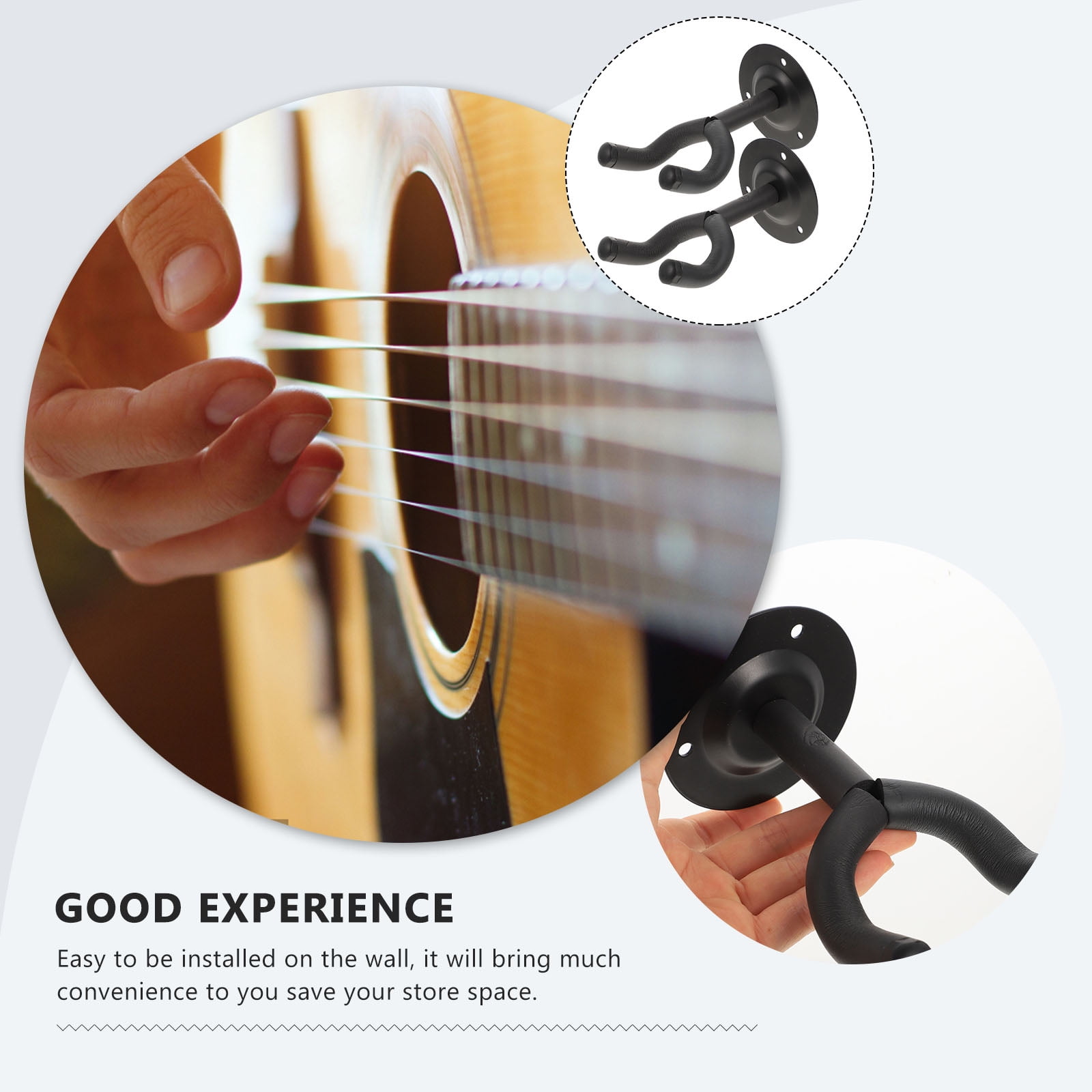 6 Sets  of Guitar Wall Mount Holder Guitar Hanger Ukulele Wall Mount Hangers