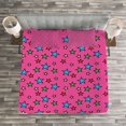 thumbnail image 3 of Ambesonne Colorful Quilted Bedspread Set 3 Pcs, Hot Pink Retro Stars, Queen Size, Multicolor, 3 of 3