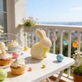 thumbnail image 2 of XJGHHSY 2 Pcs Glitter Easter Bunny Figurine - 9.2" Large Yellow Sparkle Rabbit Statue with Satin Bow,Easter Table Centerpiece for Home,Balcony,Party Decor & Holiday Gifting,ZZ-PVC-Yellow, 2 of 5