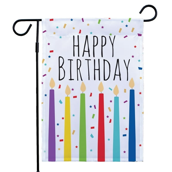 Happy Birthday Garden Flag, 12" x 18" Polyester, BDay Decor
