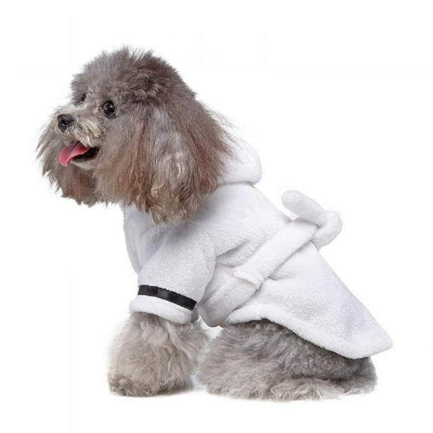 Lucoss Dog Bathrobe Microfiber Fast Drying Absorbent Hooded Bath Towel White For Puppy Small Medium Large Dog Cat S
