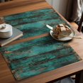 thumbnail image 6 of Teal Brown Wood Print Placemats Set of 12 Simple Vintage Plank Place Mats Indoor Wipeable Table Mats Washable Cloth Dining Table Placemats for Kitchen Holiday Party Home Decor 13x19 Inch, 6 of 8