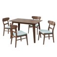 thumbnail image 5 of 5-Piece Mid-Century Modern Dining Set, 1 Wood Frame Dining Table and 4 Upholstered Ergonomic Chairs, Kitchen Furniture for 4, Mint+Walnut, 5 of 9