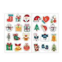 Jierger Christmas Sticker Number 24 Countdown Sticker Santa Snowman Wall Sticker for Kids Thanksgiving Autumn Maple Leaves Decal Stickers Thanksgiving Party Classroom Decor