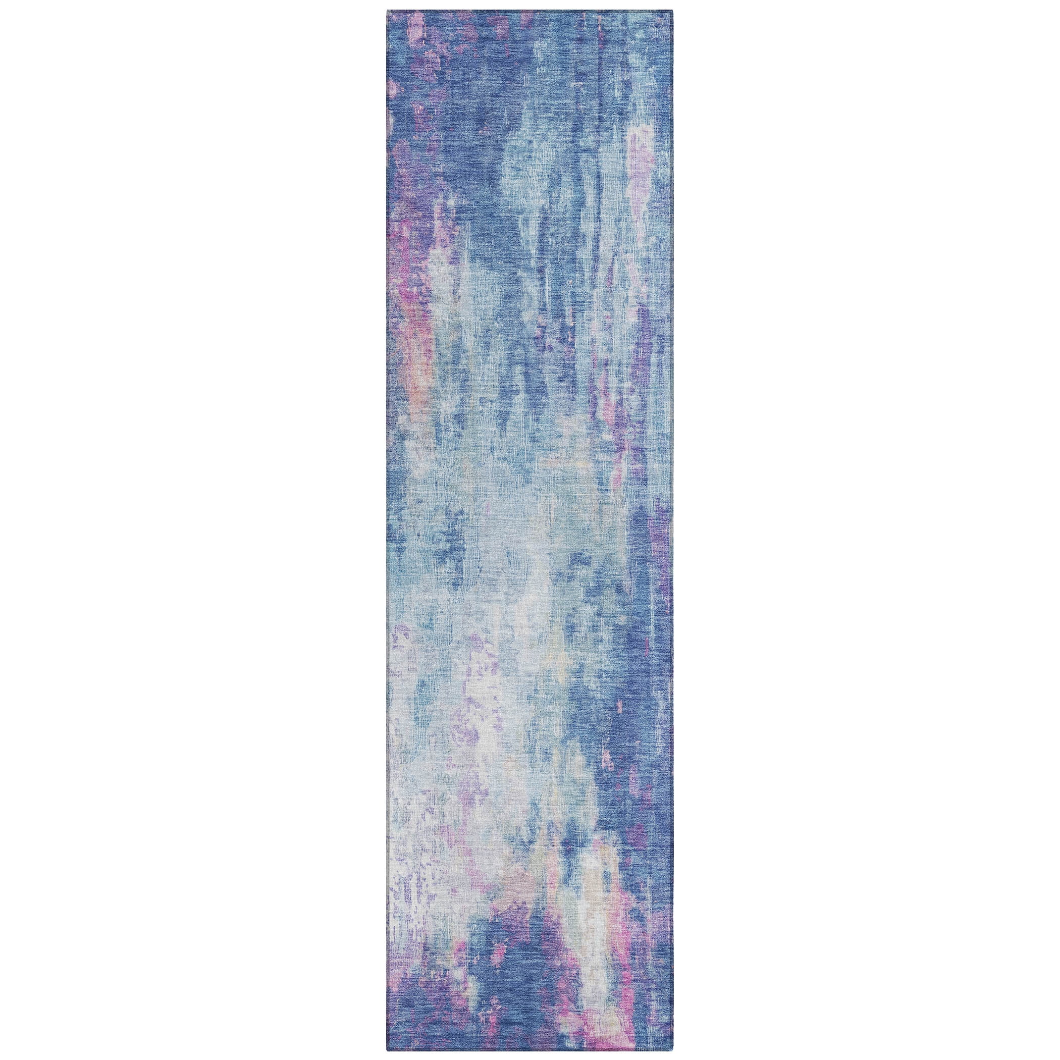 Addison Rugs Chantille Indoor/Outdoor Transitional Abstract Blue Washable Runner Rug, 2'3" x 7'6"