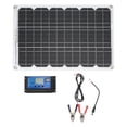 thumbnail image 1 of Panel solar monocristalino de 18 W con controlador de carga USB dual de 30 A para camping y vehículos recreativos, compatibilidad de 12 V/24 V, 1 of 8
