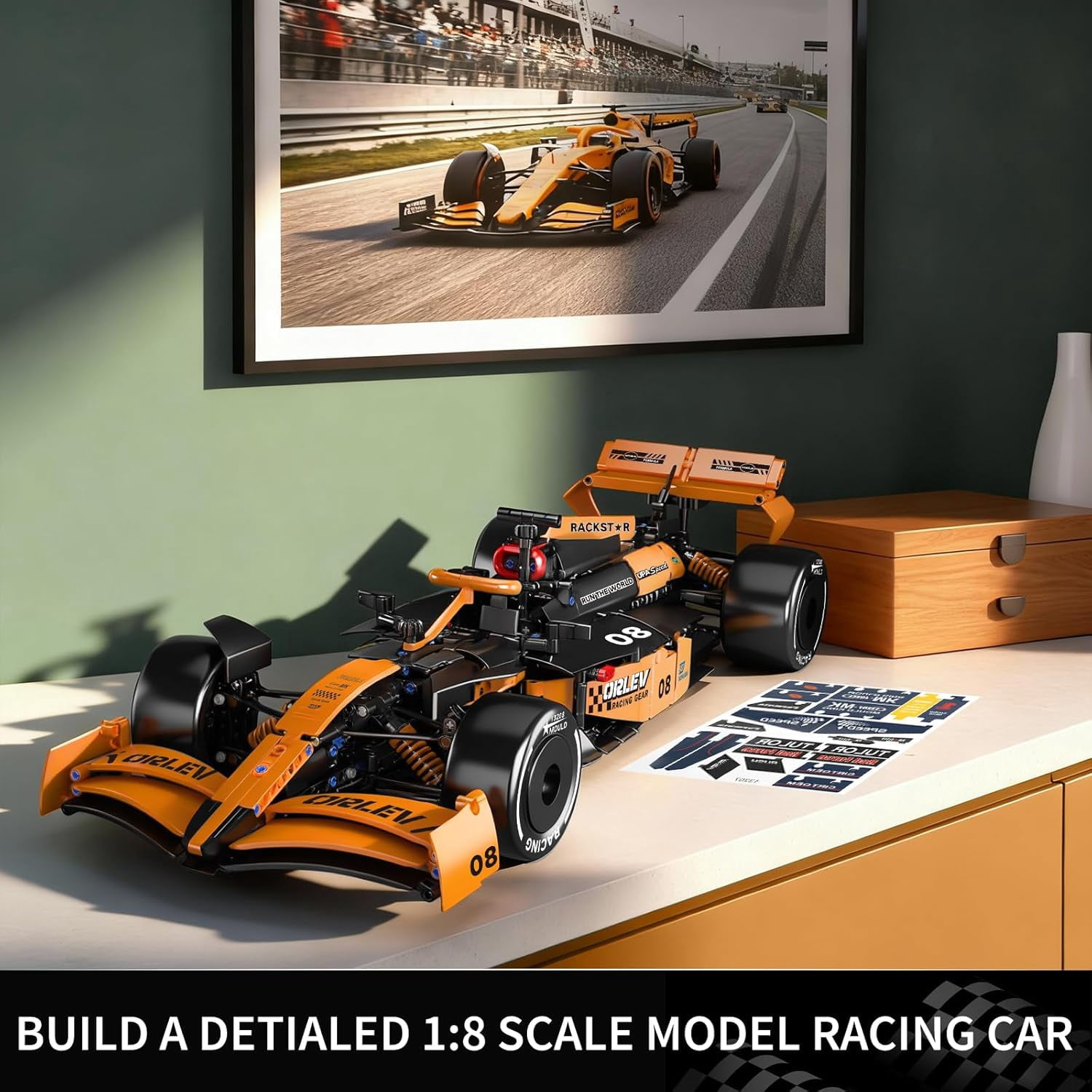 Race Car Model Toys MOC Bricks Collectible Sportscar Building Blocks, Racing Car Building Kits for Adult, Static Version 1,480 Pieces