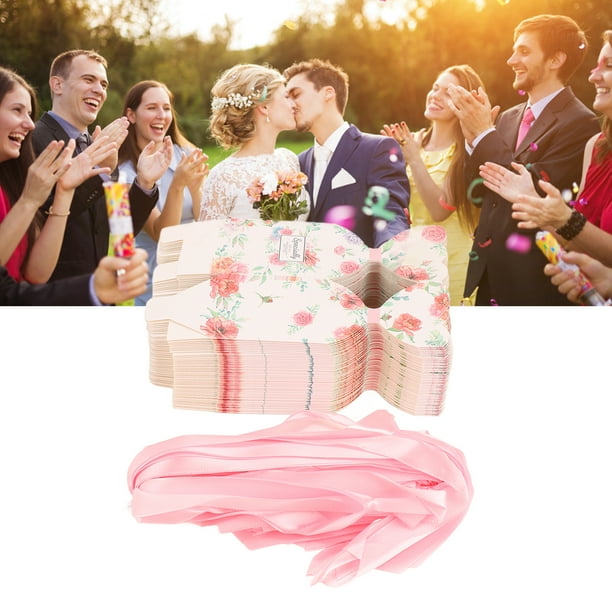 Juego De 50 Cajas De Regalo De Boda, Manualidades, Cajas De Regalo De Boda Con Decoración De Lazos, Patrón Floral, Estilo Retro, Fácil De Montar, Cajas De Dulces, Recuerdos De
