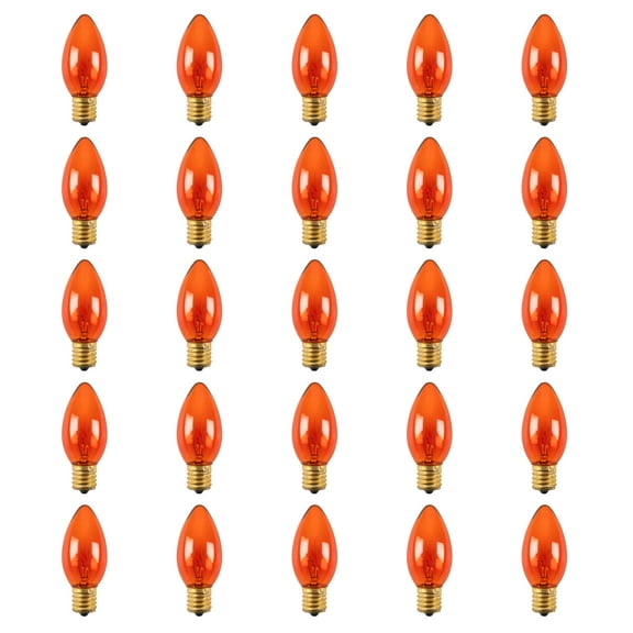 Pack of 25 Incandescent C9 Orange Christmas Replacement Bulbs