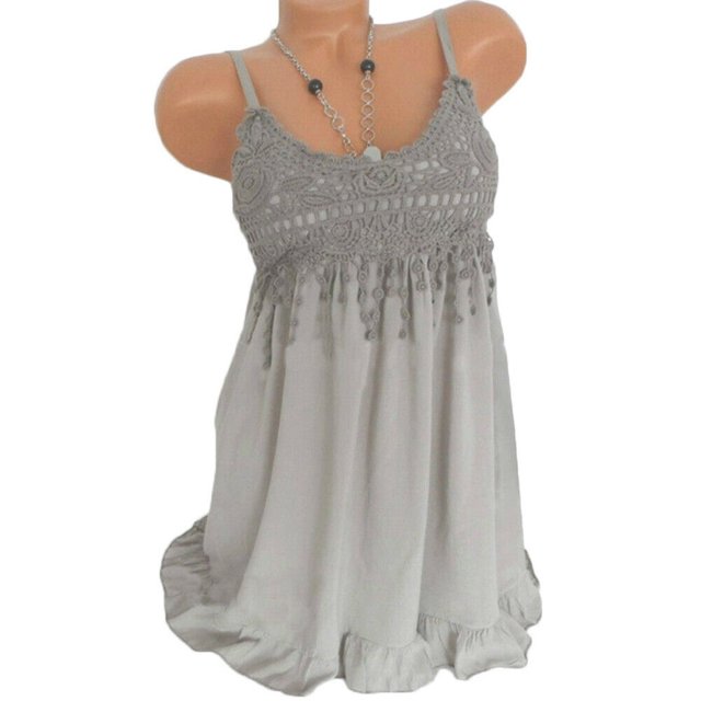 CAROOTU Robe à Bretelles pour Femmes Mini Débardeur en Dentelle Sans Manches Fête Été Plage Robe Courte Grande Taille