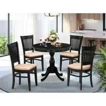 East West Furniture Antique 5-piece Wood Dining Set with Slatted Back in Black