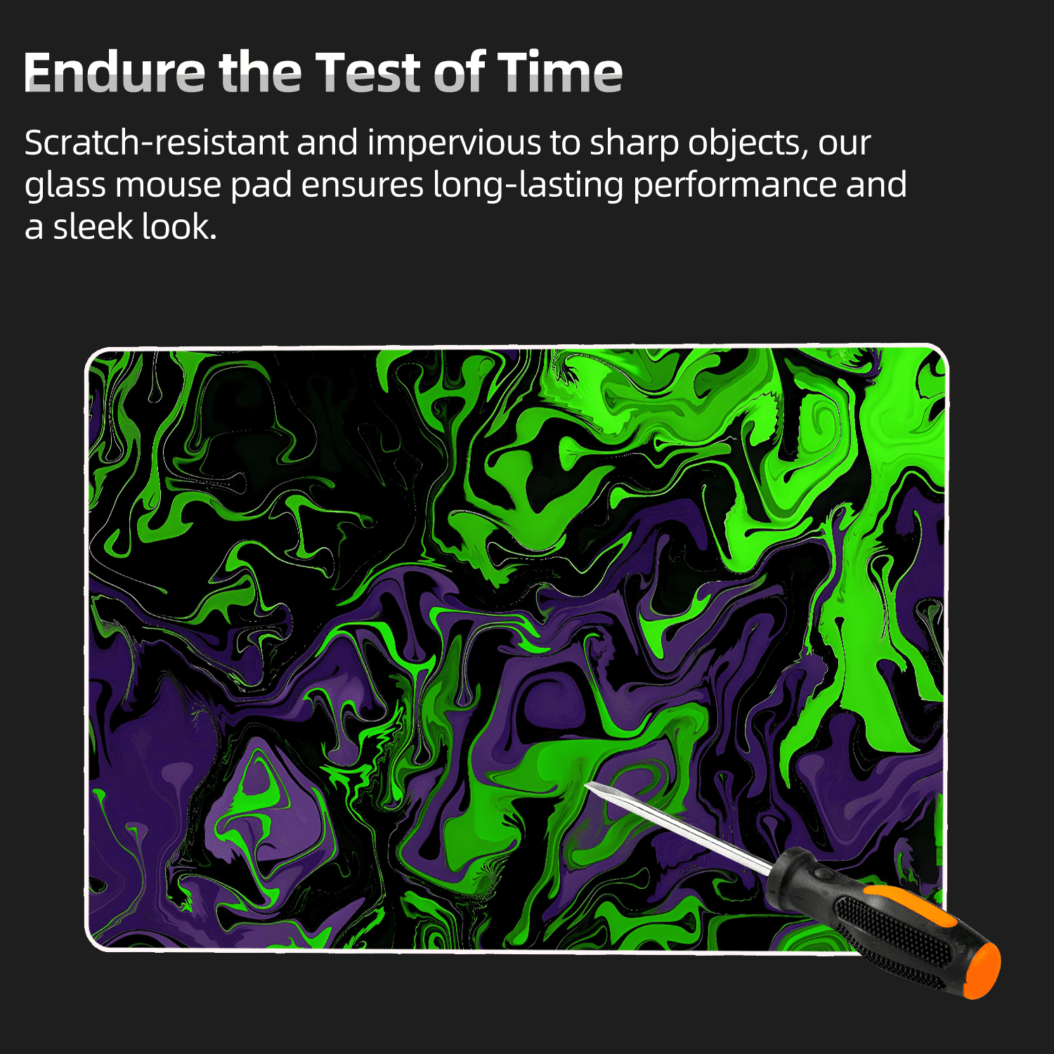 Devineresse Glass Mousepad for Gaming, Abstract Waves Hard Mouse Pad, Ultra-Smooth Surface for Enhanced Speed&Control, Durable&Easy to Clean, Includes Anti-Wear&Cleaning Accessories, 35cm*26cm