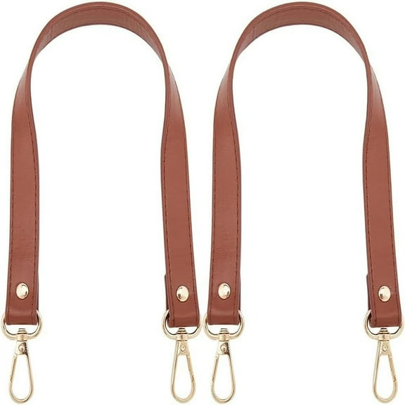 2-Pack PU Leather Purse Straps 14.8-Inch | Short Shoulder Bag Strap Replacement with Gold Metal Clasps | 3/4-Inch Wide Crossbody Strap for Handbag Tote DIY Craft