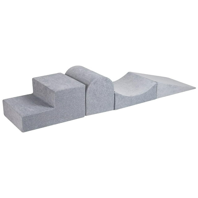 MeowBaby 4 Elements Soft Foam Blocks Playset with Velvet Covers, Light Gray