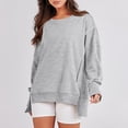 thumbnail image 4 of Sudadera Casual Mujer Corte Suelto Cuello Redondo Básico Traje De Calle Kuymtek Gris claro T S para Mujer, 4 of 7