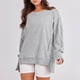 thumbnail image 3 of Sudadera Casual Corte Suelto Cuello Redondo Traje Urbano Básico Ygjytge Gris claro T XXL para Mujer, 3 of 6