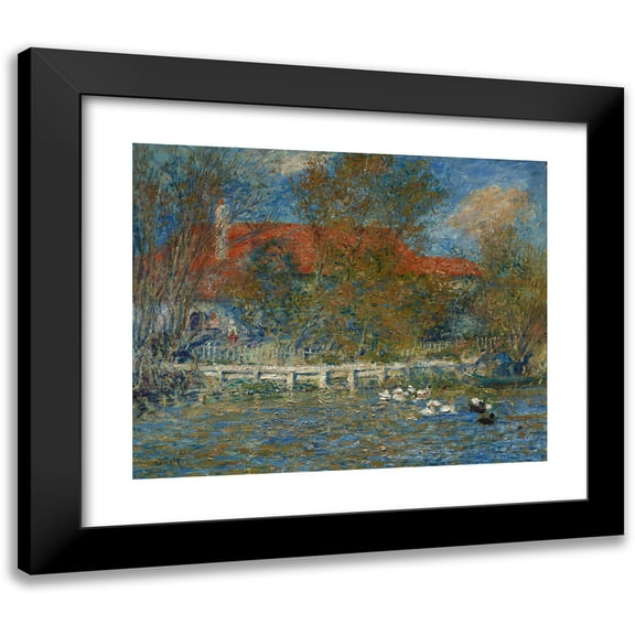 Pierre-Auguste Renoir 14x12 Black Modern Framed Museum Art Print Titled - The Duck Pond (1873)