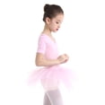 thumbnail image 2 of iiniim Filles Enfants Robe Tutu de Danse Ballet à Manches Courtes Justaucorps Tenue de Ballerine Danse Moderne Costume Rose TG, 2 of 7