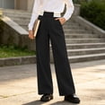 thumbnail image 6 of Stamzod Uniform Pants for Girls Fashion Striped High Waisted Wide Leg Dress Pants Casual formal Straight Leg Trousers with Pockets 15-16Years, 6 of 10