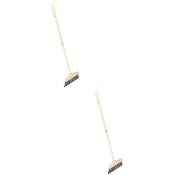 2 PCS Dustpan Wooden Long Handle Broom Easy Storage Anti-static