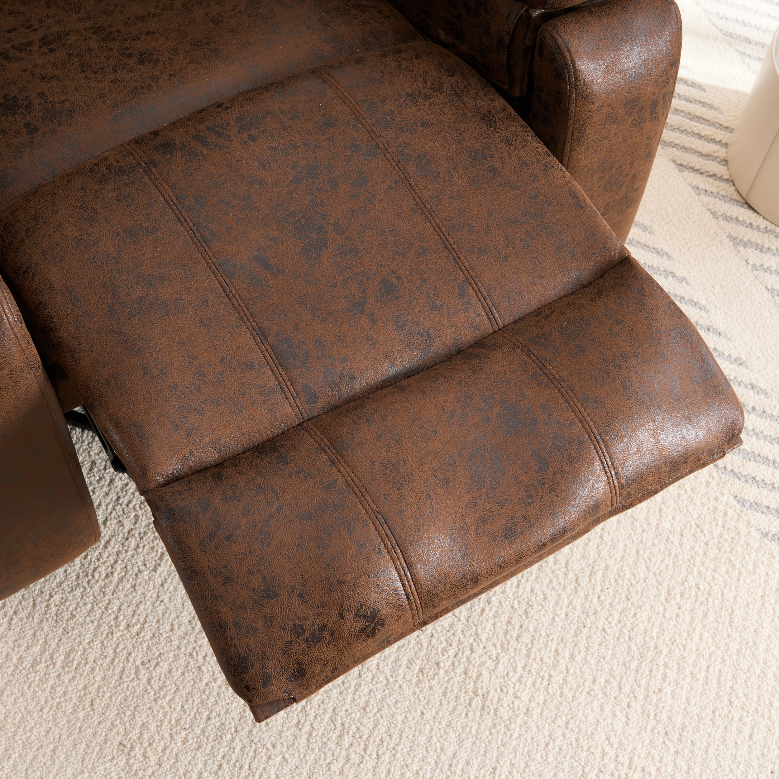 Aukfa Manual Recliner Chair for Living Room Bedroom, Overstuffed Recliners,Concealed Cup Holder,Brown