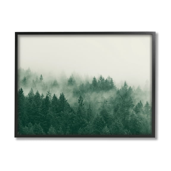 Stupell Misty Trees Woodland Forest Landscape Photography Black Framed Art Print Wall Art